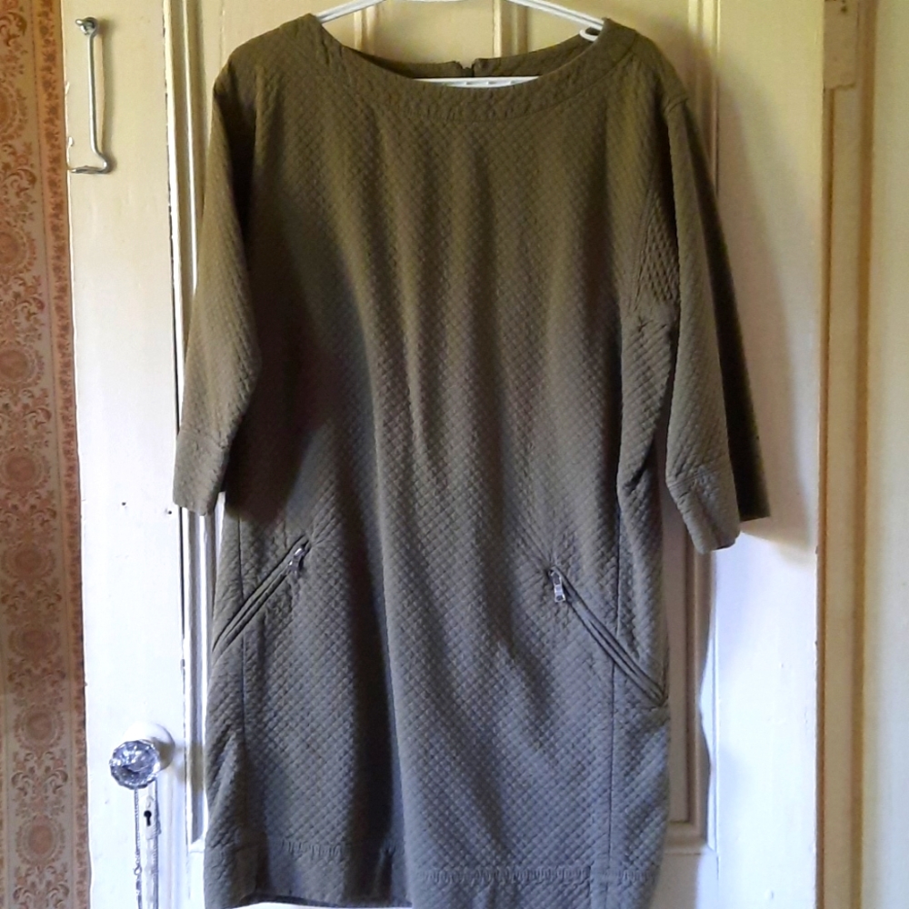 Gap shift dress olive green medium guc